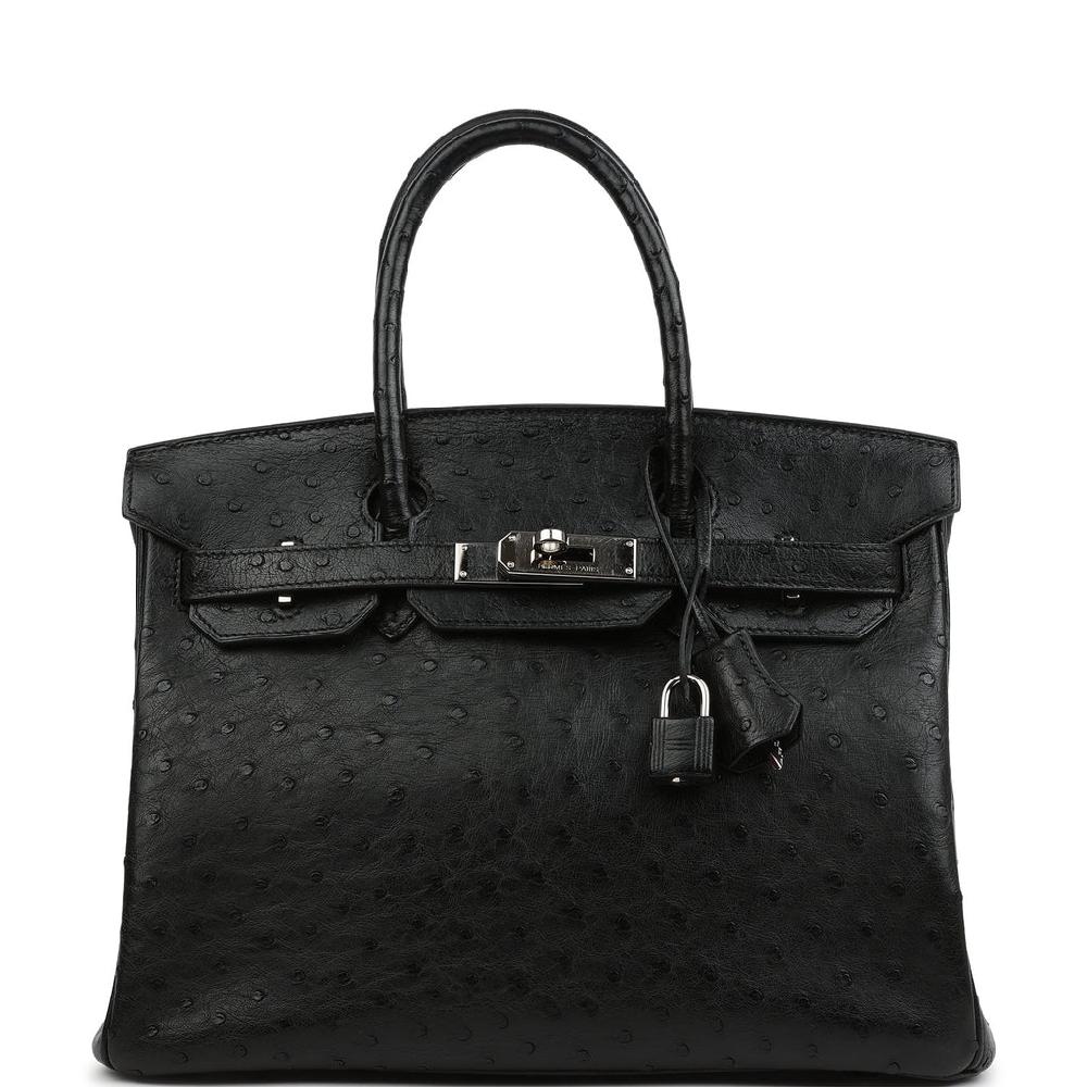 Vintage Hermes Birkin 30 Black Ostrich Palladium Hardware