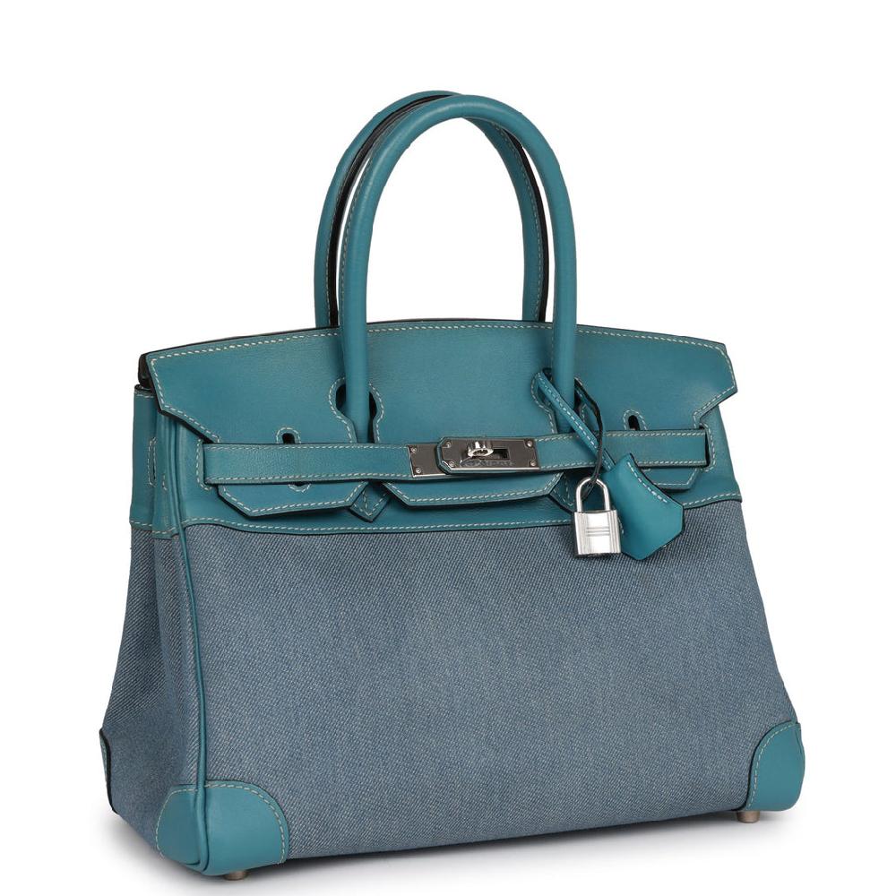 Vintage Hermes Birkin 30 Blue Jean Gulliver And Denim Palladium Hardware