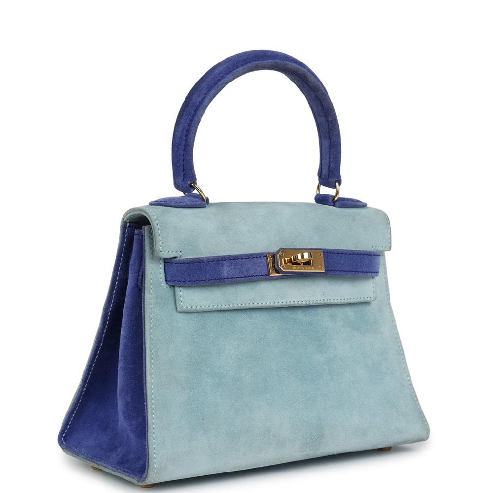 Vintage Hermes Kelly Sellier 20 Bleu Electric And Aqua Doblis Gold Hardware