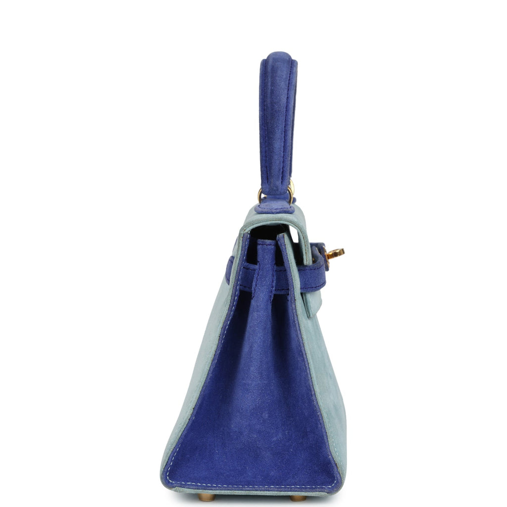 Vintage Hermes Kelly Sellier 20 Bleu Electric And Aqua Doblis Gold Hardware