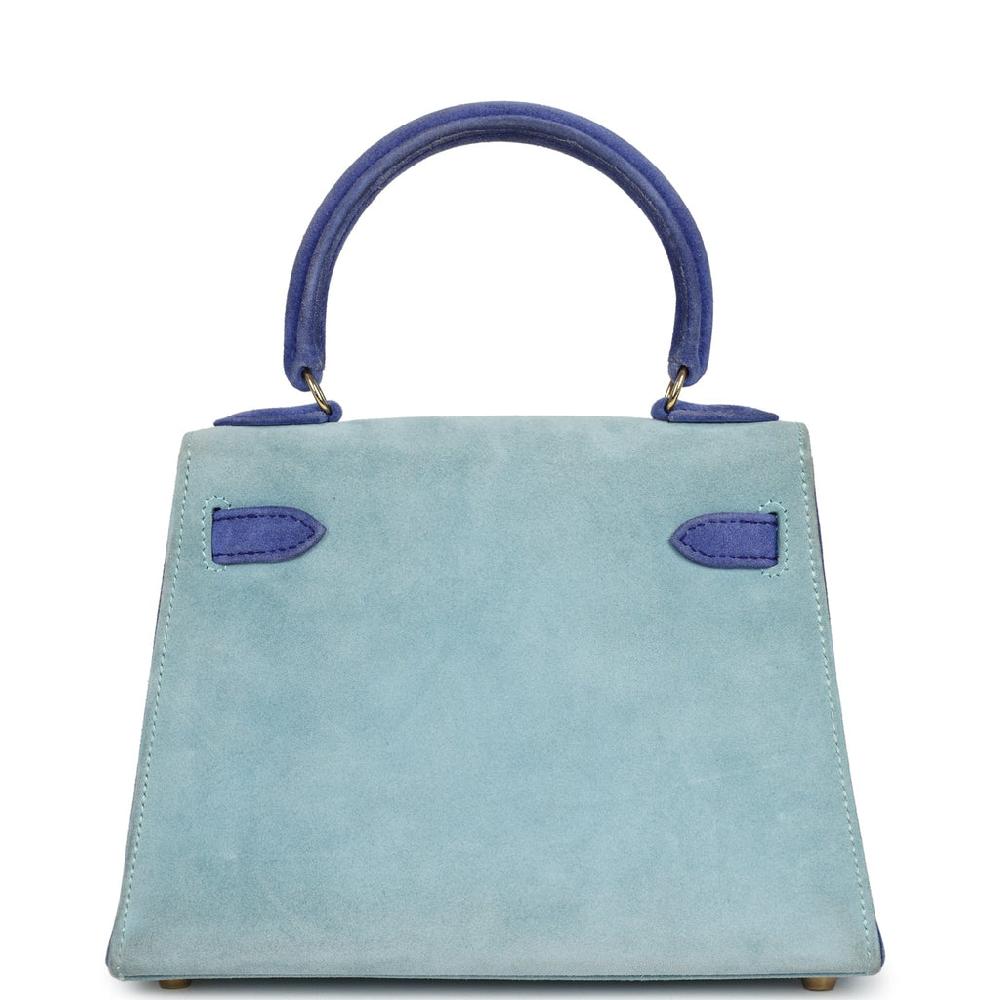 Vintage Hermes Kelly Sellier 20 Bleu Electric And Aqua Doblis Gold Hardware