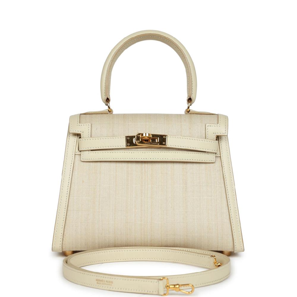 Vintage Hermes Kelly Sellier 20 Parchemin Crinoline and Box Gold Hardware