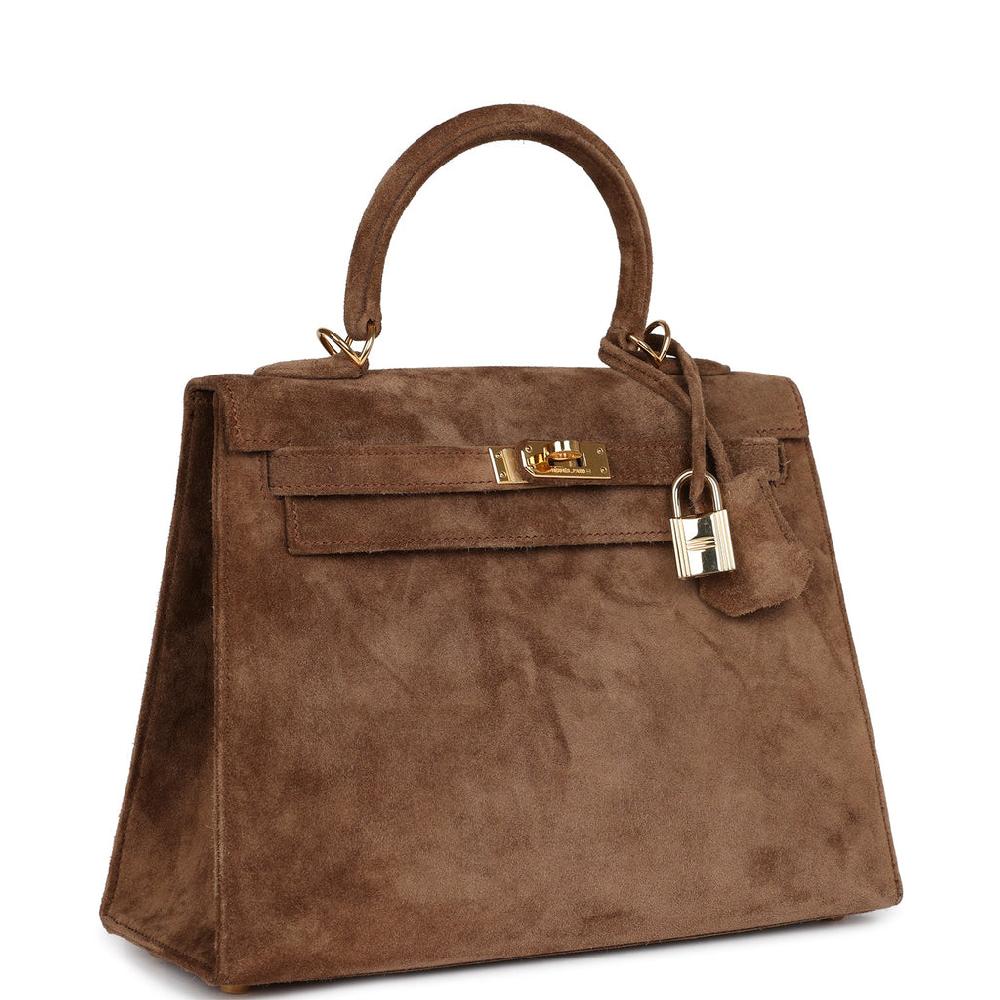 Vintage Hermes Kelly Sellier 25 Brown Doblis Gold Hardware