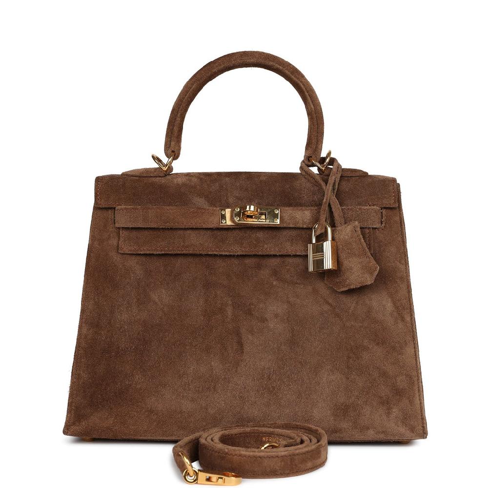 Vintage Hermes Kelly Sellier 25 Brown Doblis Gold Hardware