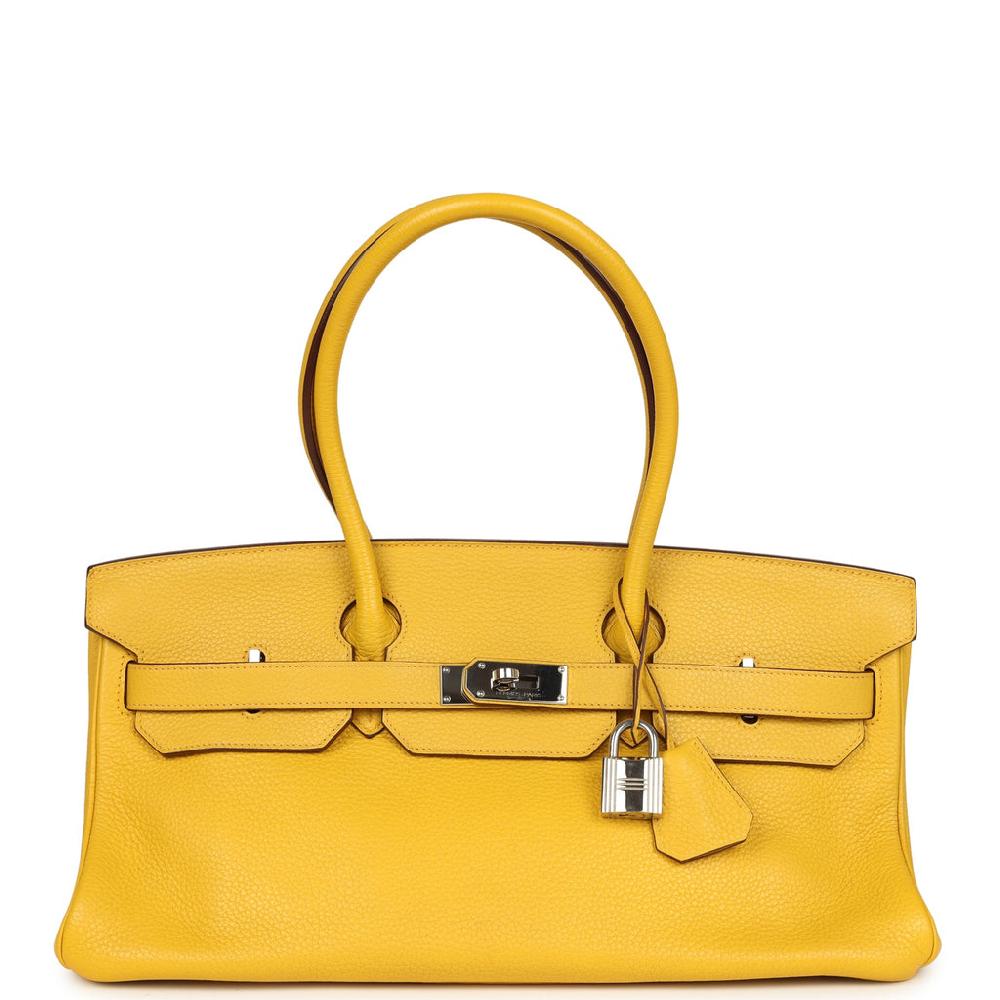 Vintage Hermes Shoulder Birkin 42 JPG Soleil Clemence Palladium Hardware