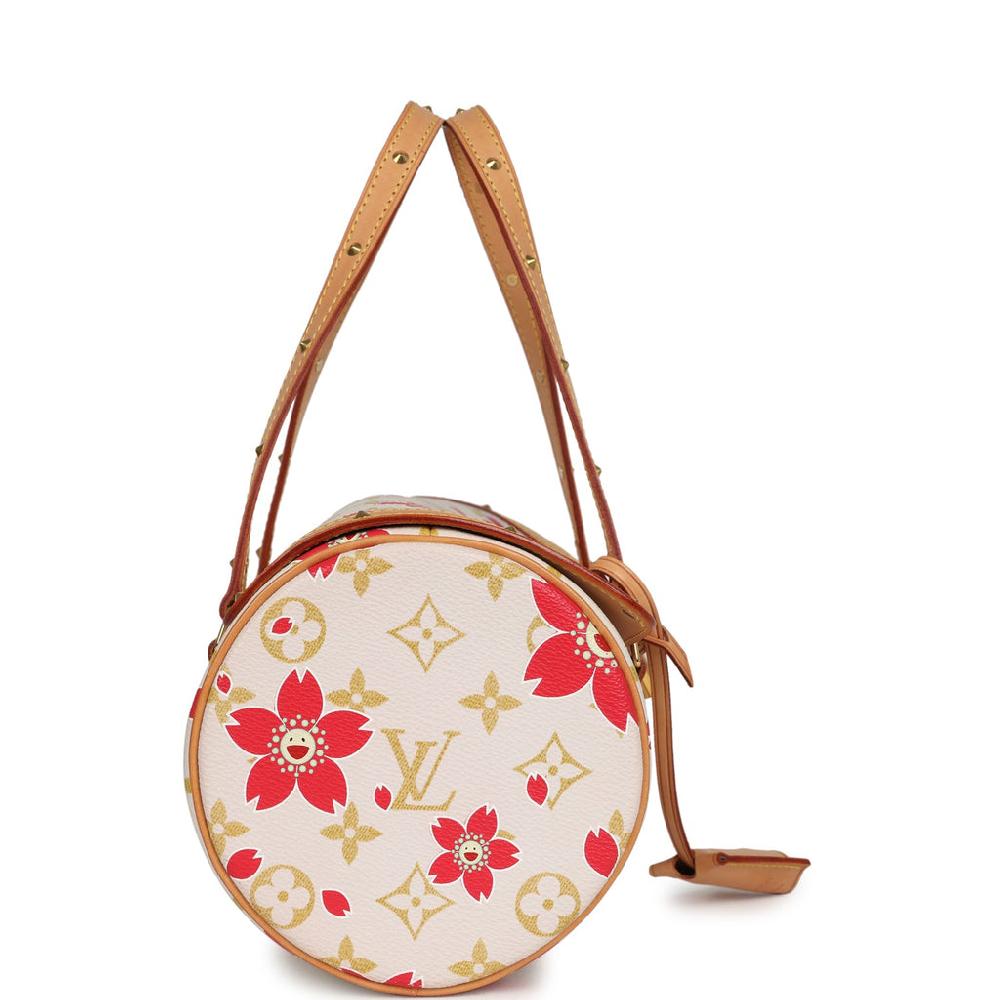 Vintage Louis Vuitton X Takashi Murakami Cream And Red Cherry Blossom Papillon Gold Hardware