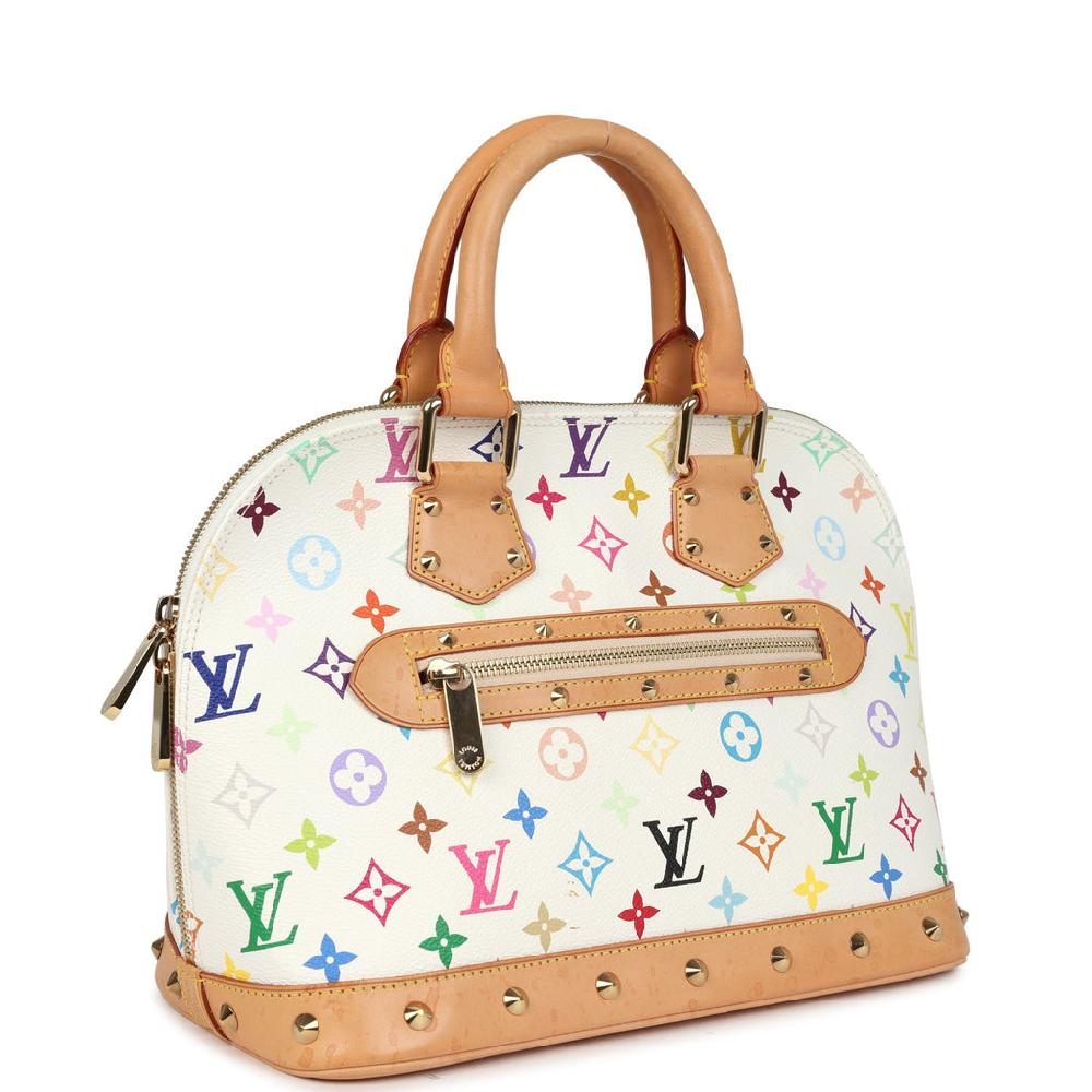 Vintage Louis Vuitton X Takashi Murakami Monogram Multicolor White Alma PM Gold Hardware