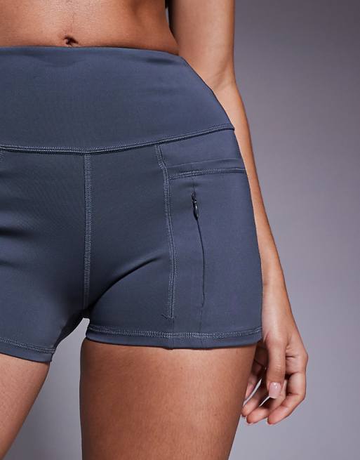4505 3 Inch High Waist Running Shorts With Zip Phone Pocket In Iron Grey