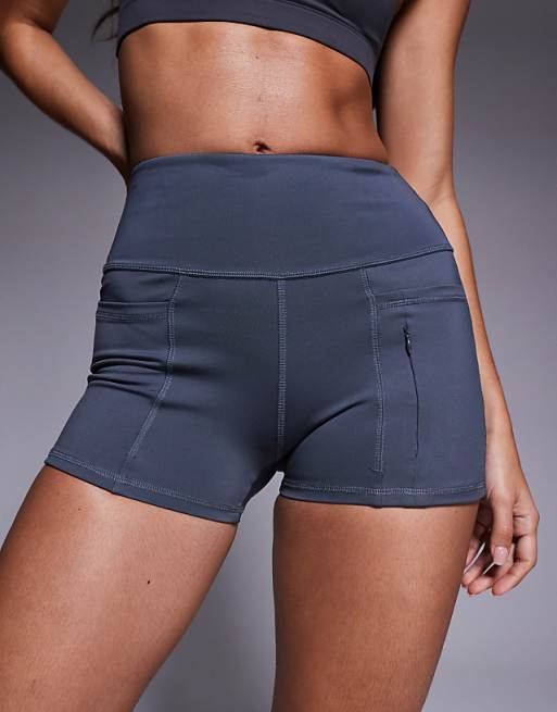 4505 3 Inch High Waist Running Shorts With Zip Phone Pocket In Iron Grey