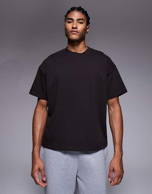 4505 boxy cropped heavyweight cotton training t-shirt with quick dry finish in washed brown