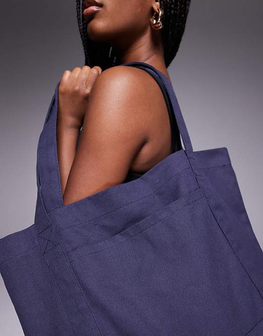 4505 Canvas Tote Bag With Graphic In Deep Navy
