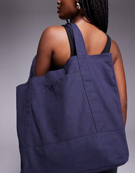 4505 Canvas Tote Bag With Graphic In Deep Navy