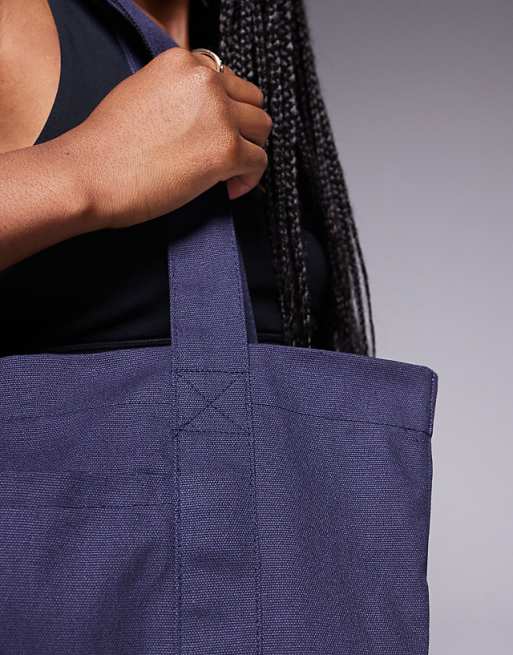 4505 Canvas Tote Bag With Graphic In Deep Navy