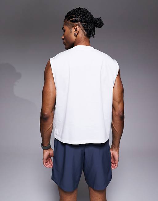 4505 Cotton Cropped Lifting Tank With Quick Dry Finish In White