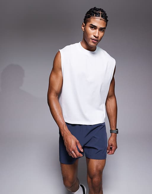 4505 cotton cropped lifting tank with quick dry finish in white