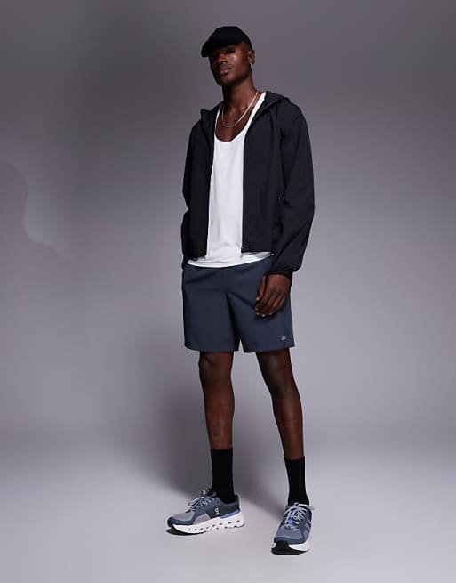 4505 Crinkle Nylon Water Repellent Lightweight Boxy Fit Run Jacket With Hood In Black