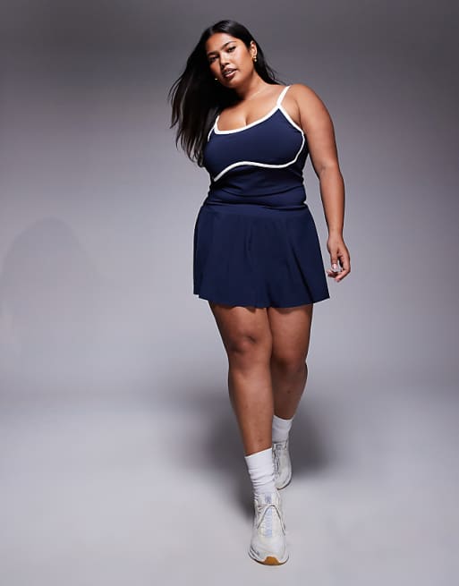 4505 Curve Active Vest With Inner Bra And Piping In Navy