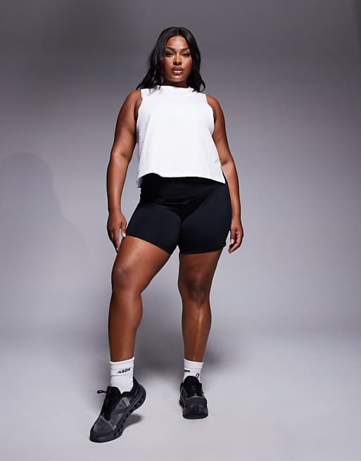 4505 Curve Drop Armhole Cropped Cotton Vest With Quick Dry Finish In White