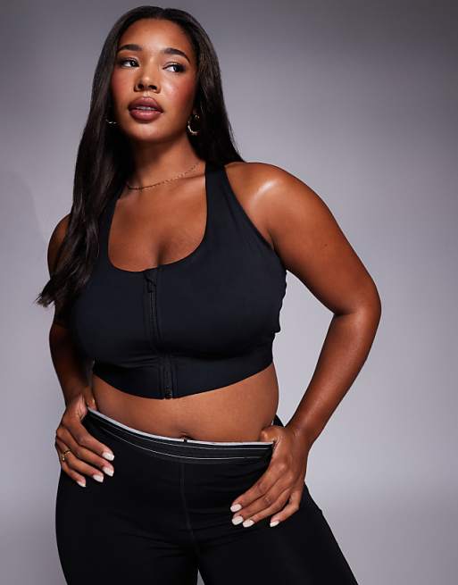 4505 Curve Icon active high support sports bra with removable padding and adjustable straps in black
