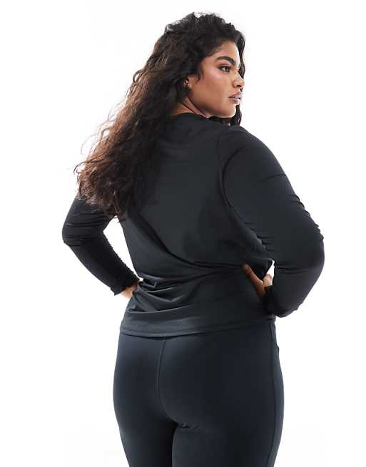 4505 Curve Icon Active Quick Dry Long Sleeve Running Top In Black