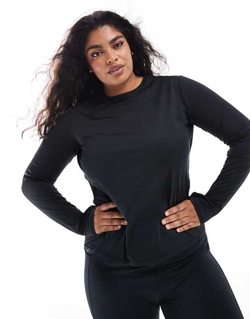 4505 Curve Icon active quick dry long sleeve running top in black