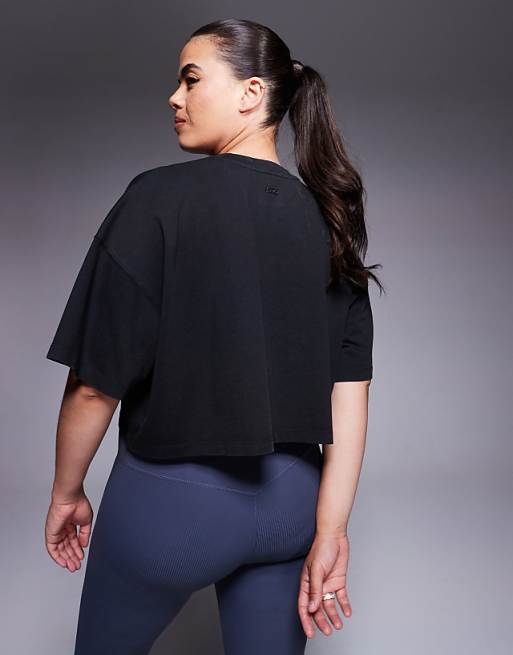 4505 Curve Icon Heavyweight Cotton Cropped T-shirt With Quick Dry Finish In Washed Black