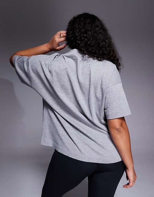 4505 Curve Icon Heavyweight Cotton Oversized T-shirt With Quick Dry Finish In Grey Marl