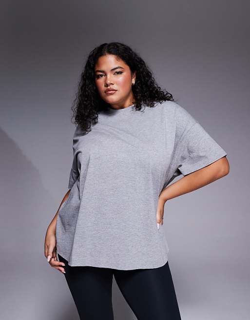 4505 Curve Icon heavyweight cotton oversized t-shirt with quick dry finish in grey marl