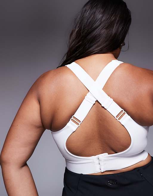 4505 Curve Icon High Support Zip Front Sports Bra With Adjustable Straps And Removable Padding In White