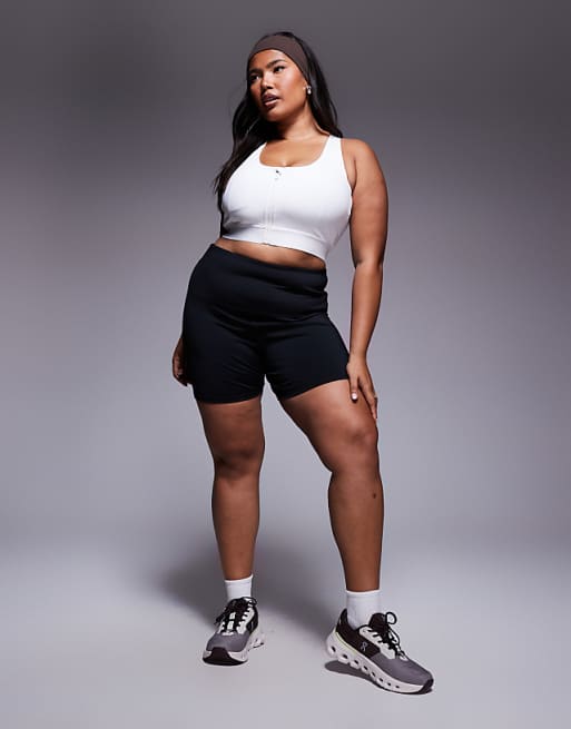 4505 Curve Icon High Support Zip Front Sports Bra With Adjustable Straps And Removable Padding In White