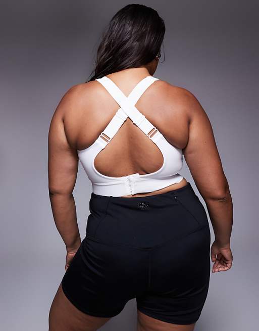 4505 Curve Icon High Support Zip Front Sports Bra With Adjustable Straps And Removable Padding In White