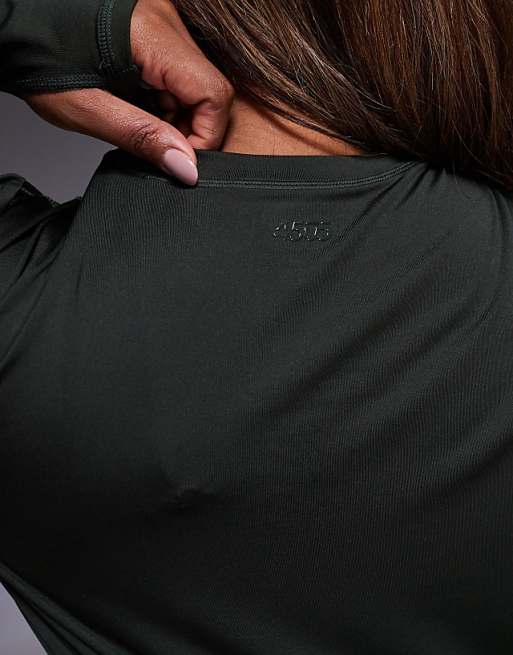 4505 Curve Icon Long Sleeve Quick Dry Running Top In Dark Khaki