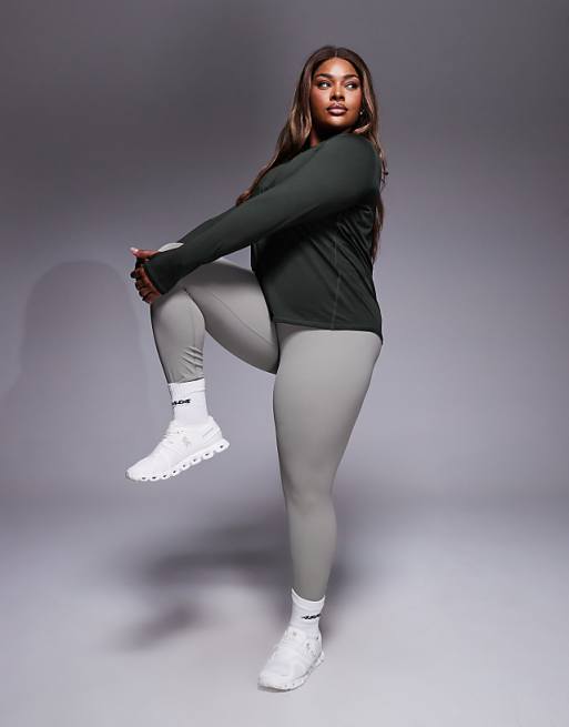 4505 Curve Icon Long Sleeve Quick Dry Running Top In Dark Khaki