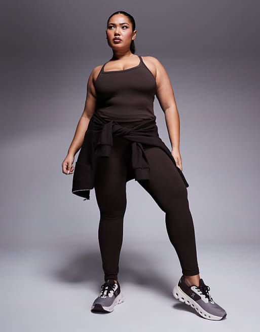 4505 Curve Icon soft touch high waist yoga legging in chocolate