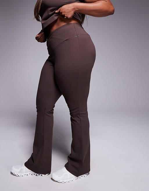 4505 Curve Icon Soft Touch Wrap Waist Slim Kick Yoga Legging In Plum Chocolate