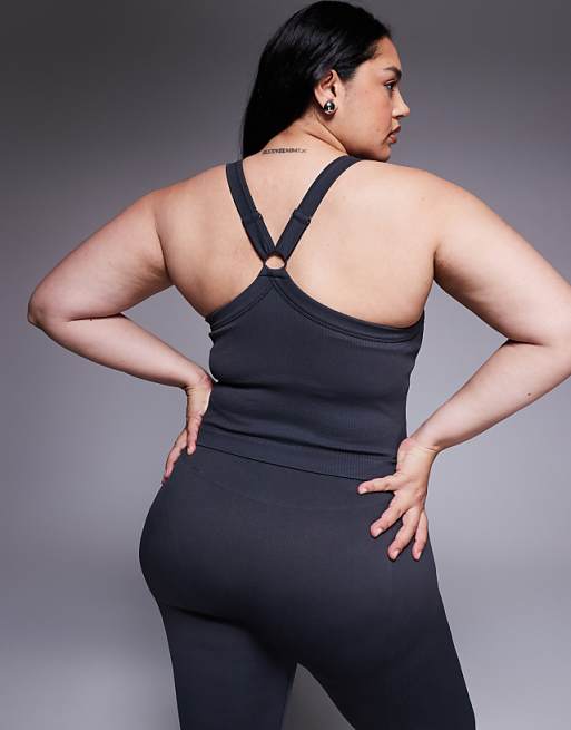 4505 Curve Seamless Sculpting Vest With Inner Bra And Adjustable Straps In Flint Grey