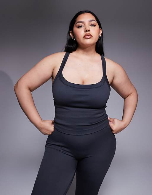 4505 Curve seamless sculpting vest with inner bra and adjustable straps in flint grey