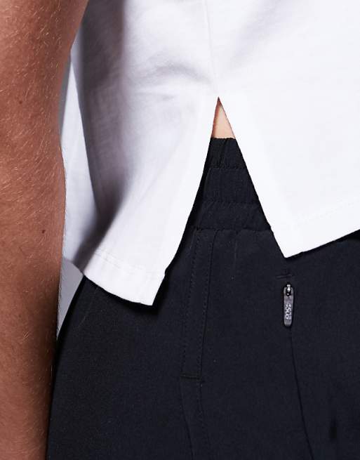 4505 Drop Armhole Cropped Cotton Vest With Quick Dry Finish In White