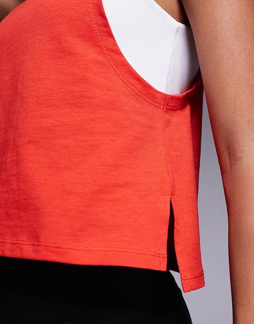 4505 Drop Armhole Cropped Cotton Vest With Quick Dry Finish In Cherry
