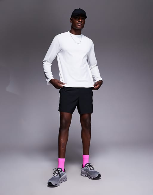 4505 Engineered Performance Waffle Long Sleeve Running Top With Curved Hem In White