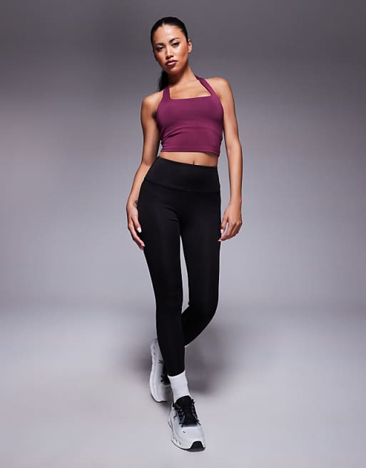 4505 Halter Neck Performance Top With Inner Bra In Mulberry