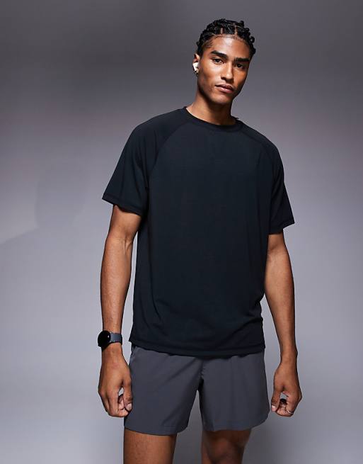 4505 Heavy Lifting Quick Dry Back Print Performance T-shirt In Black