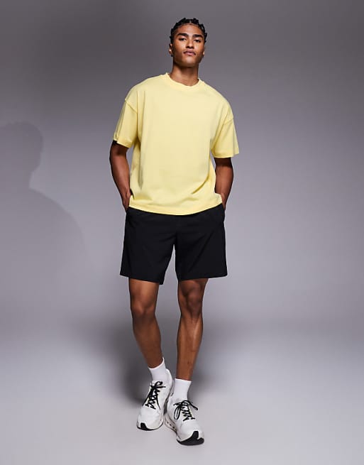 4505 Heavyweight Cotton Boxy Cropped Training T-shirt With Quick Dry Finish In Yellow