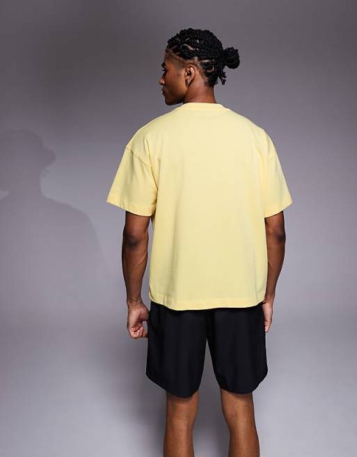 4505 Heavyweight Cotton Boxy Cropped Training T-shirt With Quick Dry Finish In Yellow