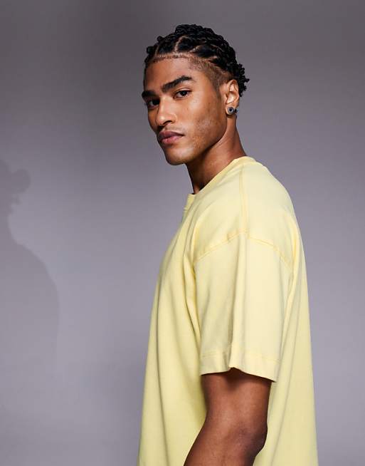 4505 Heavyweight Cotton Boxy Cropped Training T-shirt With Quick Dry Finish In Yellow