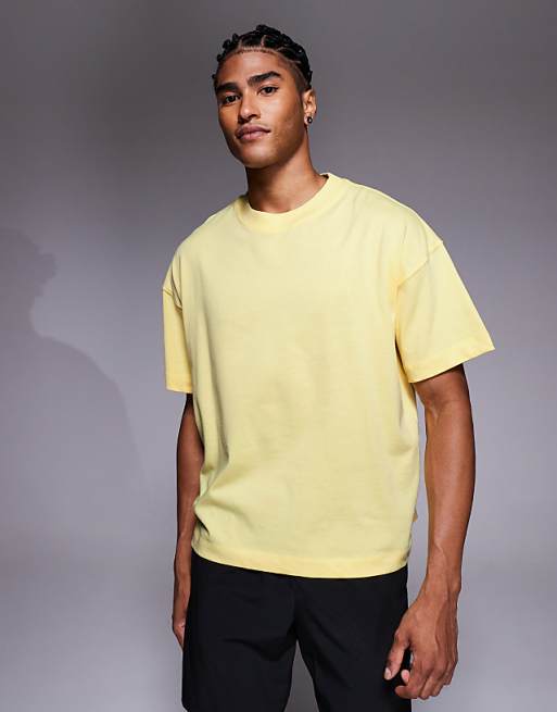 4505 heavyweight cotton boxy cropped training t-shirt with quick dry finish in yellow