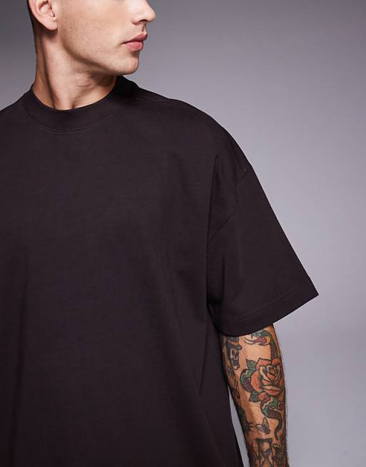 4505 Heavyweight Cotton Oversized T-shirt With Back Graphic And Quick Dry Finish In Washed Brown
