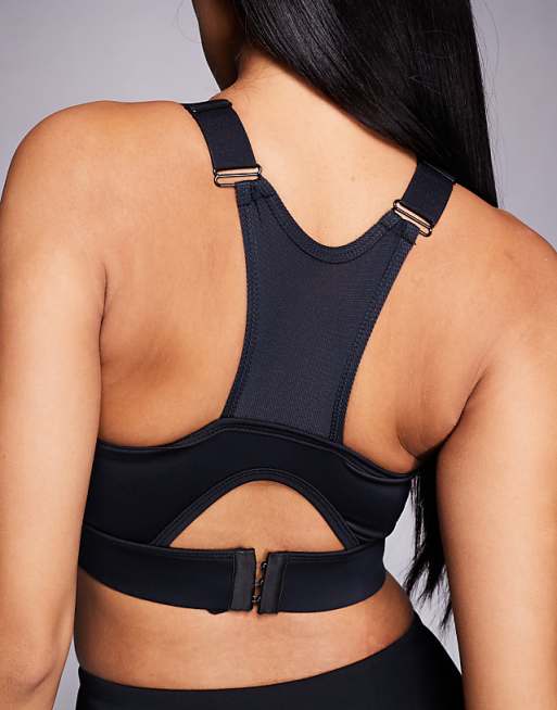 4505 High Support Sports Bra With Adjustable Straps And Removeable Padding In Black