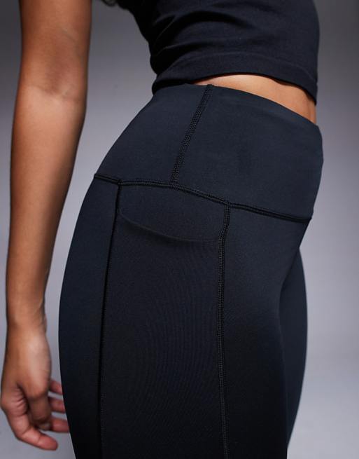 4505 Hourglass Icon Active Tie Waist Run Legging With Phone Pocket In Black