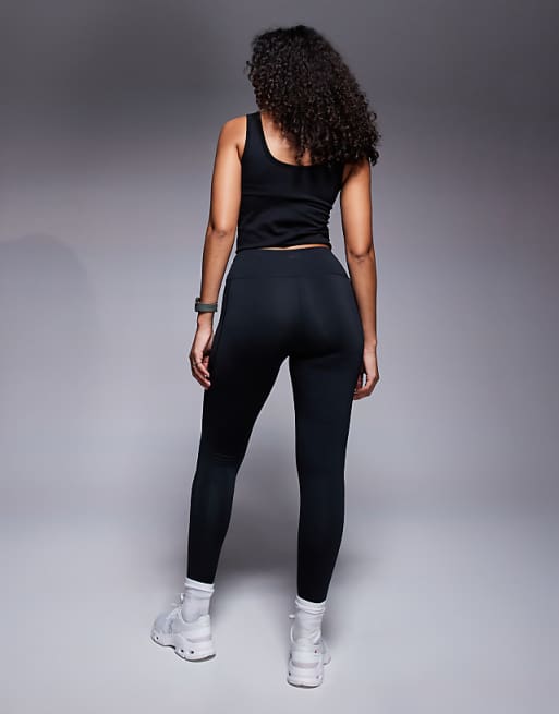 4505 Hourglass Icon Active Tie Waist Run Legging With Phone Pocket In Black